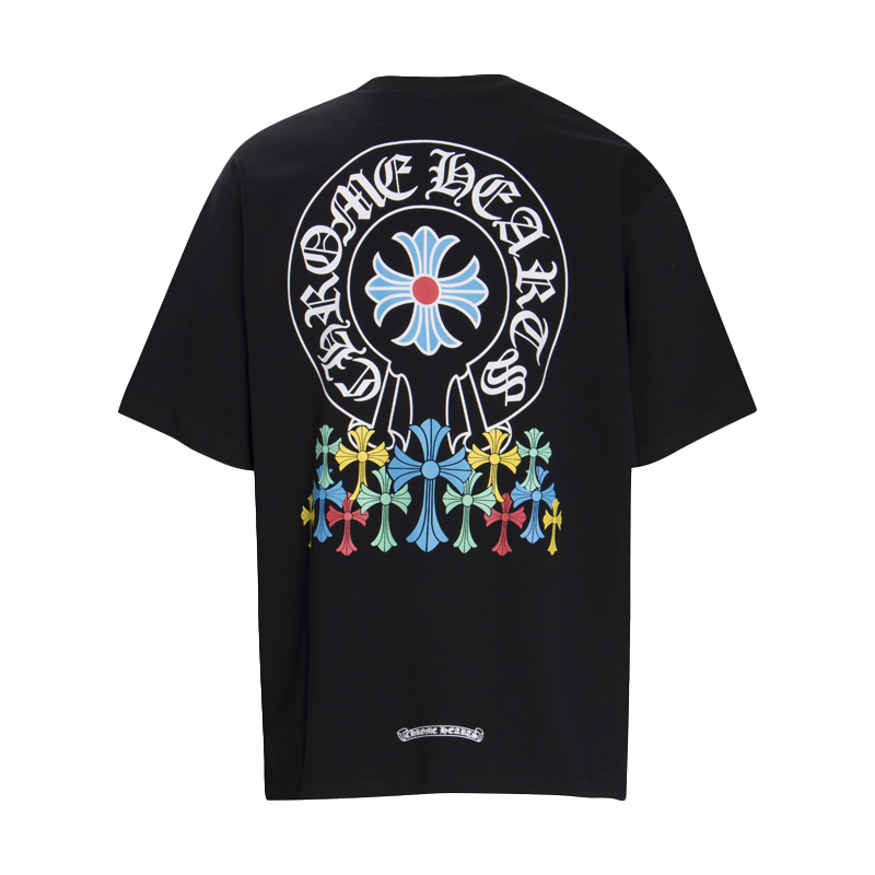Multi-Design Gothic Cross & Horseshoe Graphic T-Shirts (Black/White)