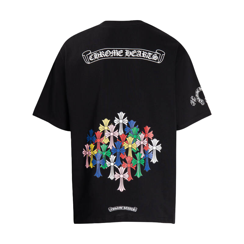 Multi-Design Gothic Cross & Horseshoe Graphic T-Shirts (Black/White)