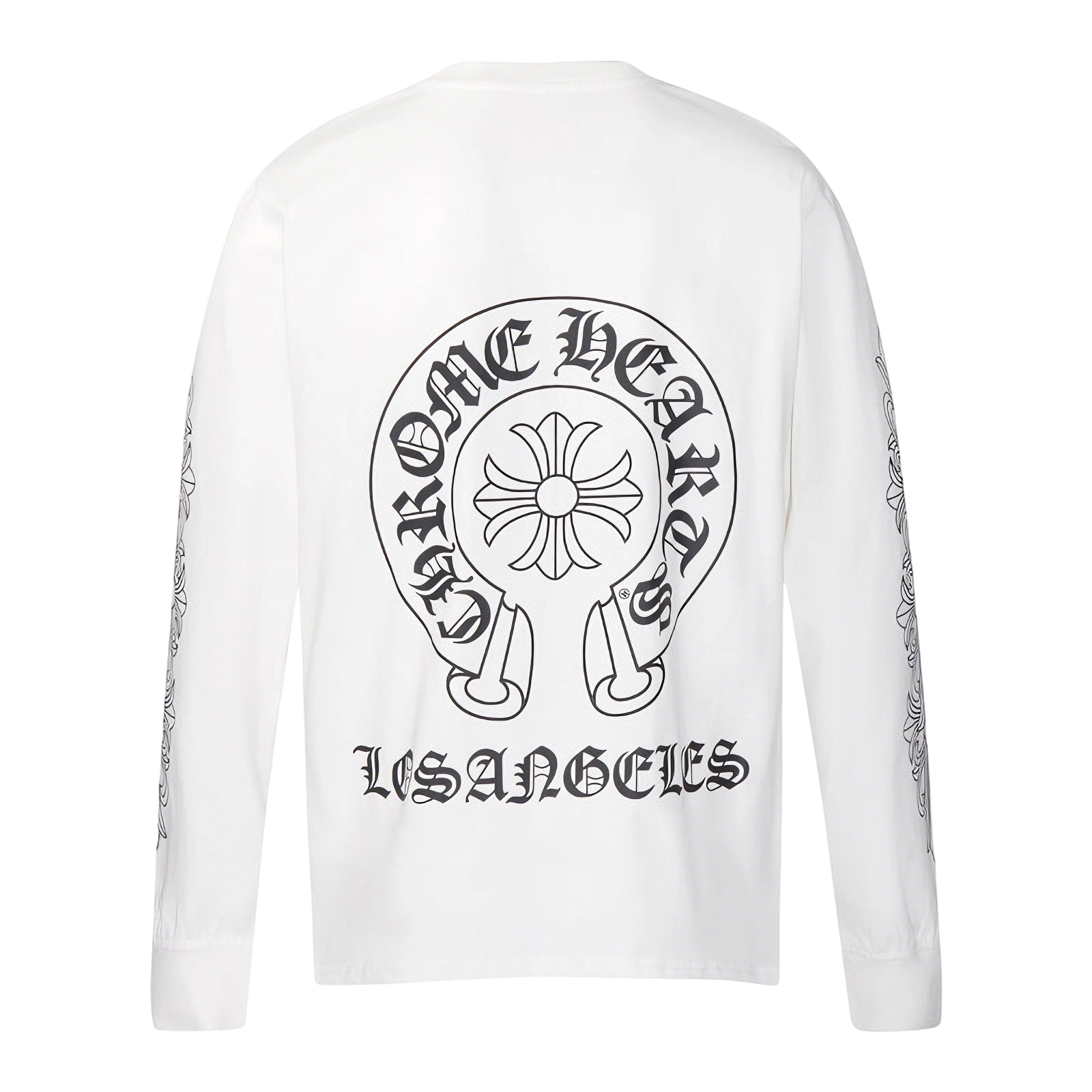 Gothic Cross & Graphic Print Long-Sleeve Crewneck Sweatshirts (Black/White)