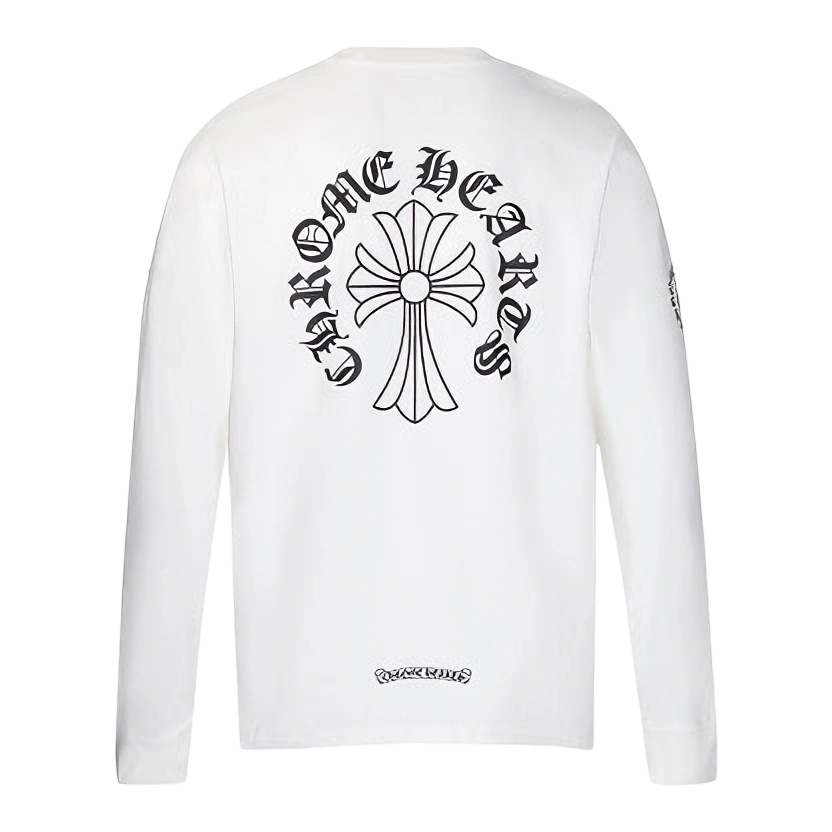 Gothic Cross & Graphic Print Long-Sleeve Crewneck Sweatshirts (Black/White)