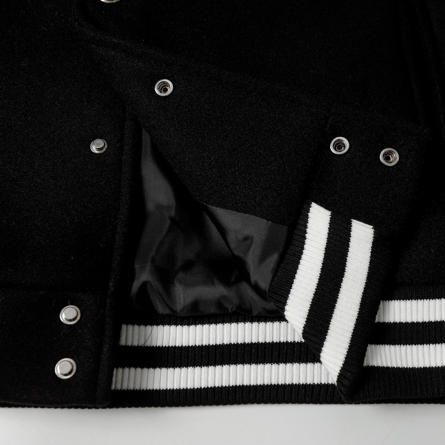 Layered Cross Varsity Jacket - Black White Street Style Outerwear 2208
