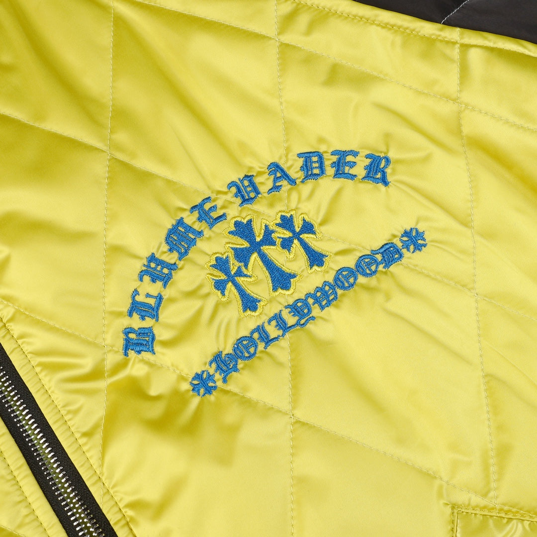 Flaming Youth Bomber Jacket - Yellow Black Graphic Street Coat D10