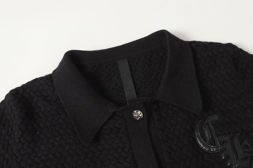 Gothic Cross Knit Cardigan - Black Grey Streetwear Jacket 904